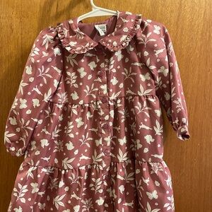 Janie and Jack Maroon Floral Kids Dress